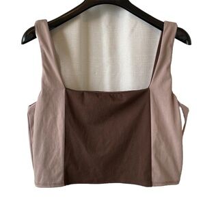 Sincerely Jules Crop Top built in bra Size X L Colorblock Athleisure yoga gym